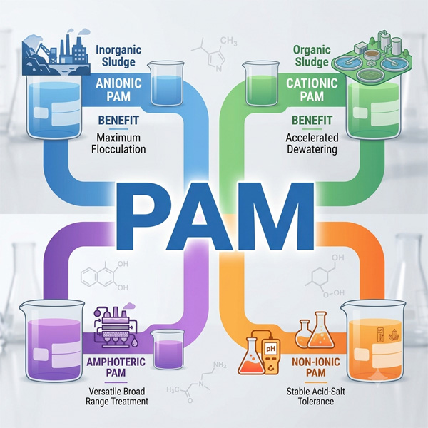 PAM Selection Guide: Anionic, Cationic, Non-Ionic & Amphoteric Types Explained